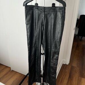 Vintage 100% Genuine Leather Black Leather Dress Pants for Women